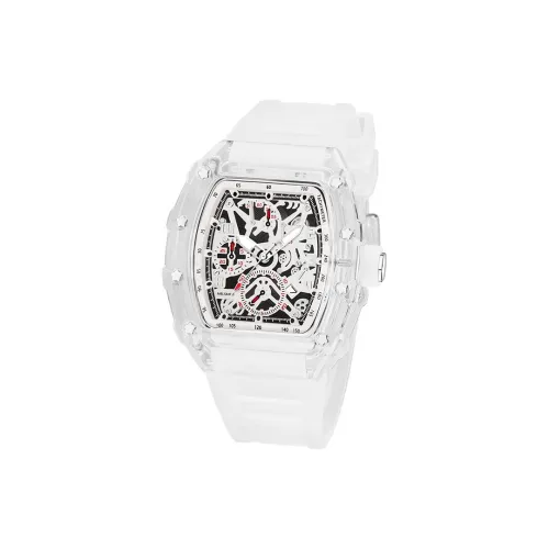 MELSMAO Бизнес Наручные часы Кварцевый механизм Резиновый ремешок Часы Мужские Часы с открытым механизмом