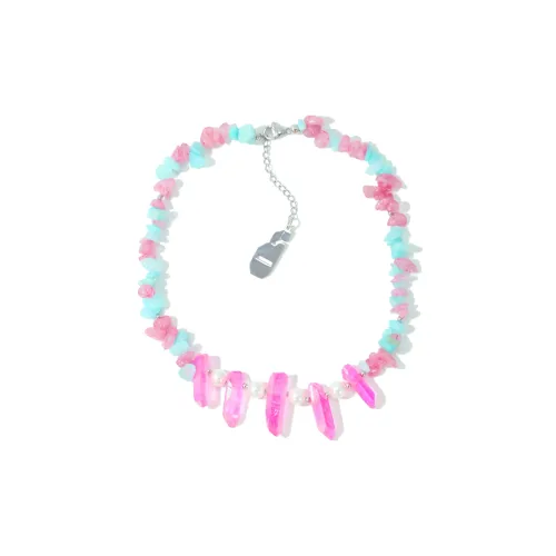 Get'em ON Розовый Сапфир Белая Раковина Бусины Красный Камень Колонны Ожерелья Унисекс