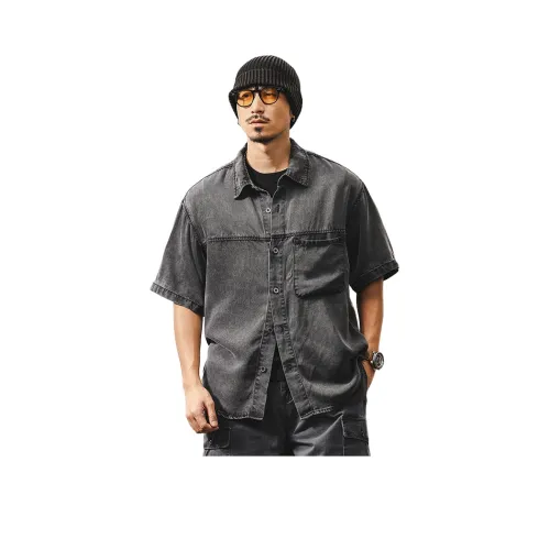 JIELEINUO Черный Серый Цвет Мужская Рубашка