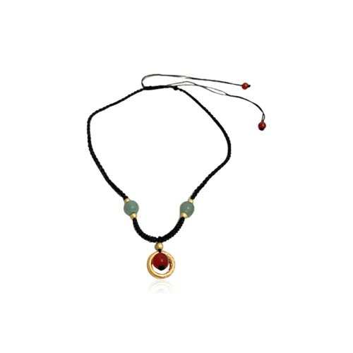 HOLLY RYAN Винтажный китайский стиль Бусина удачи Подвеска Новый китайский стиль Адзуки Красный боб Плетеный шнур Ожерелье Женское