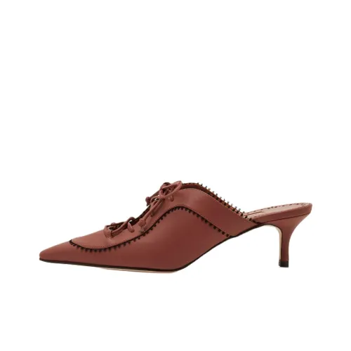 MANOLO BLAHNIK Домашние тапочки 5 см Женские Коричневый