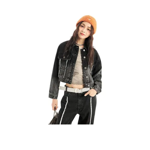 LEDIN Темно-серые Женские Джинсовые Куртки