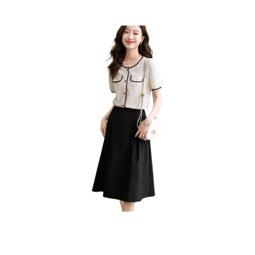 Mo Han Yi Mei Комплект с юбкой Женская Белая Юбка Топ And Черный Низ