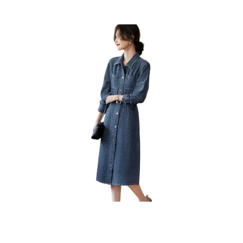 XWI Длинное платье с длинным рукавом женское светло-синее