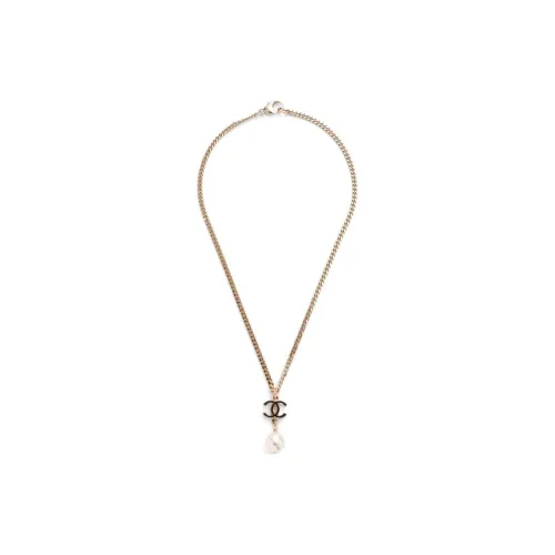 CHANEL CC Pearl Gold-Plated Artificial Pearl Necklaces Women's Gold