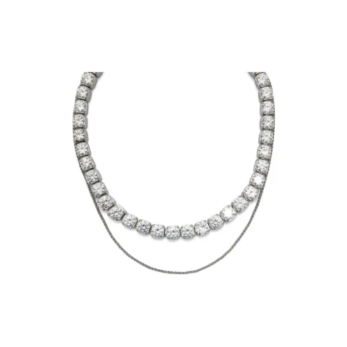 JIL SANDER Латунь Кубический цирконий Ожерелье Мужское Серебряное