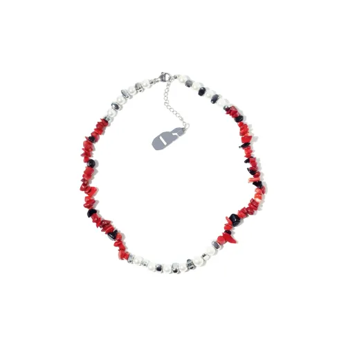 Get'em ON Красный Crushed Камень Белая раковина Бусина Ожерелья Унисекс