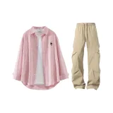 Red White Striped Shirt + Khaki Cargo Pants  
Красная белая полосатая рубашка + хаки карго штаны