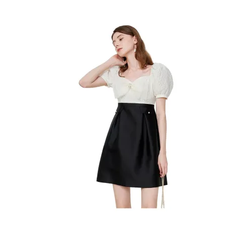 Caroline Черно-белая панда Женские Короткие Платья с Рукавами