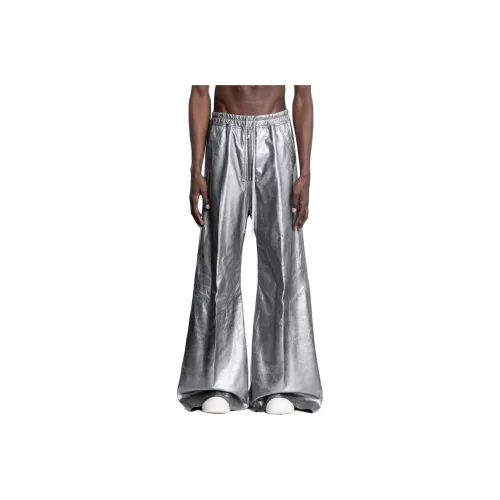 Rick Owens RO SS25 Кожаные брюки Мужские Серебряные