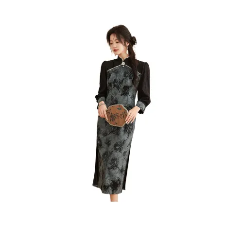 CARBAMMI Длинное платье с длинными рукавами женское