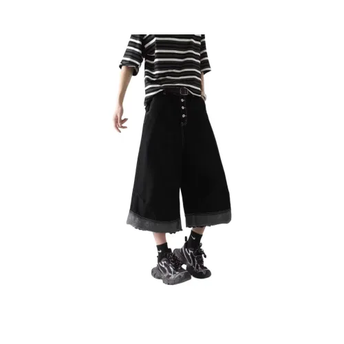 YOUSEKOO Черные унисекс джинсовые шорты