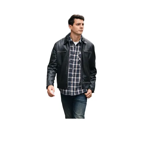 SIMWOOD Черный Овца Мужская Кожаная Куртка