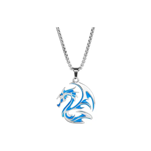 FOREVER MELODY Ожерелья из титанового стального сплава Мужской Серебряный Синий