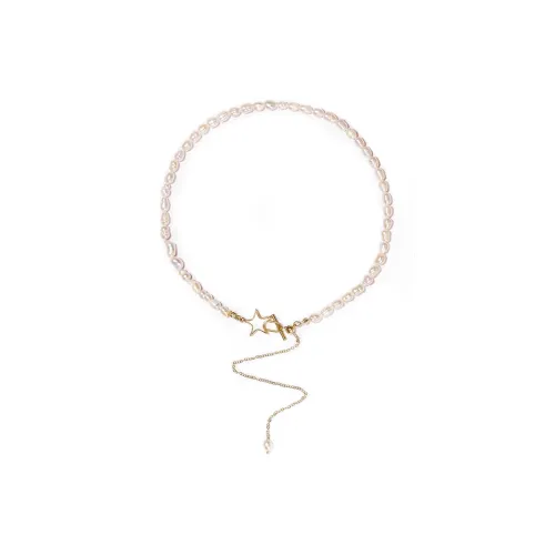 a.b.art Ожерелье с цепочкой на ключицу из пресноводного жемчуга Женское