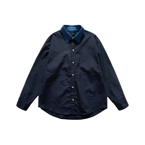 HYLHYL Темно-синяя унисекс рубашка