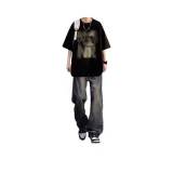 Черная футболка + бирюзовые джинсы [улучшенный]