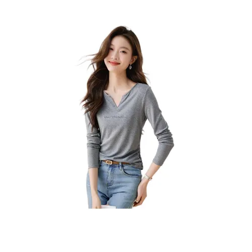 Mo Han Yi Mei T Рубашка Женская Светло-Пшеничная Серый