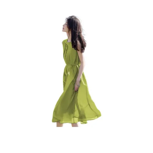 XWI Зеленые Женские Платья без рукавов