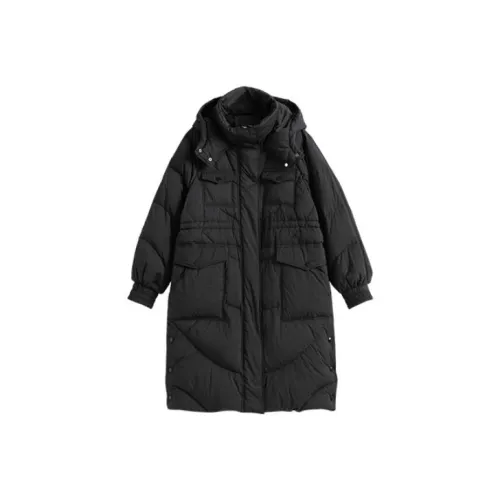 Solitary Однотонный Съемный капюшон MID Длина Пуховик Женские