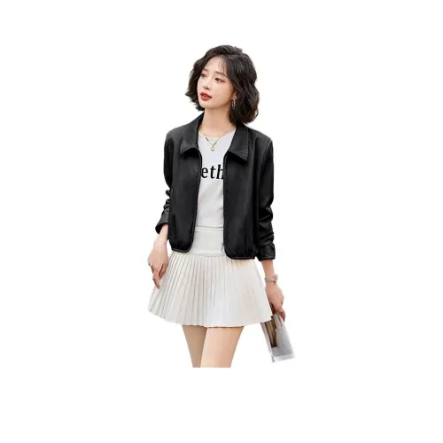 Yi Mengyuan Кожа Куртка Пальто Женские