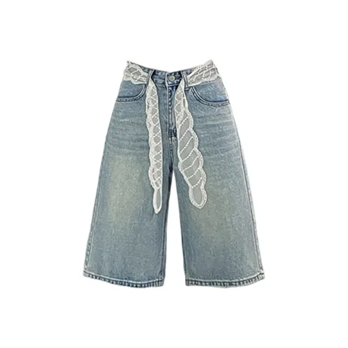 NIUXIAOMO Светло-синие Брюки длиной до колена Женские Джинсовые шорты