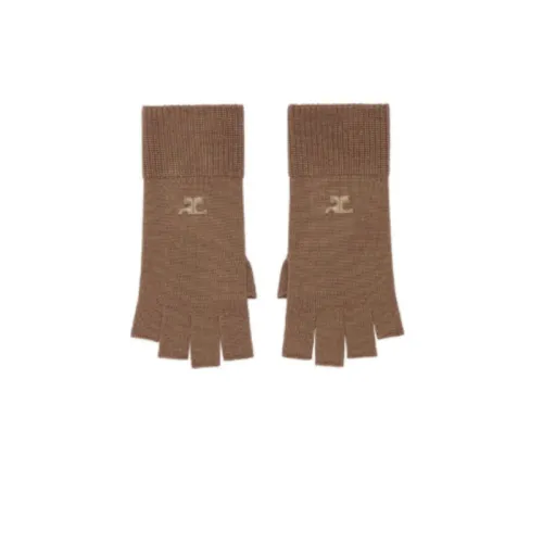 COURREGES Вязаные перчатки из мериносовой шерсти женские коричневые