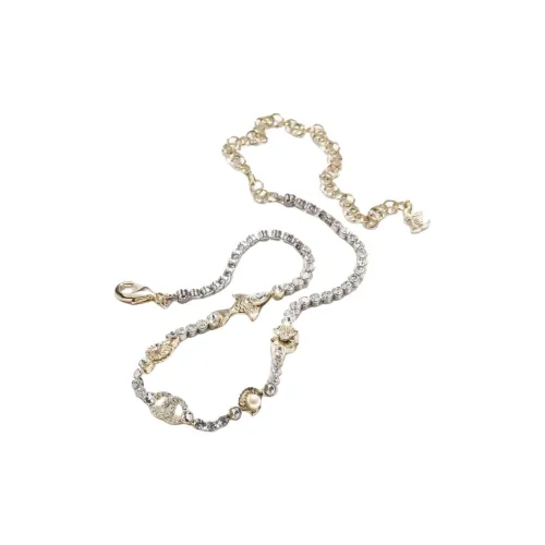 CHANEL Металл Стразы Ожерелья Женские Золотой