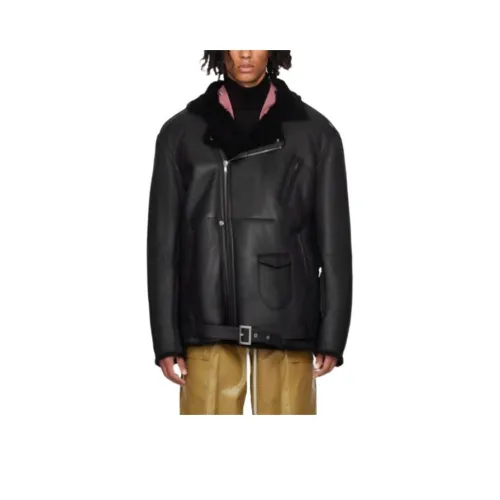 RICK OWENS совместный бренд Черные мужские кожаные куртки