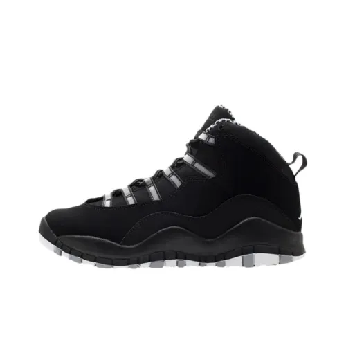 Jordan Air Джордан 10 Устойчивые к истиранию Высокие Баскетбольные кроссовки для детей Черные Подростки