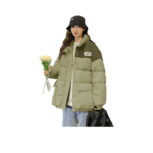 Tonlion Пуховик Женские Серый Горошек Зеленый