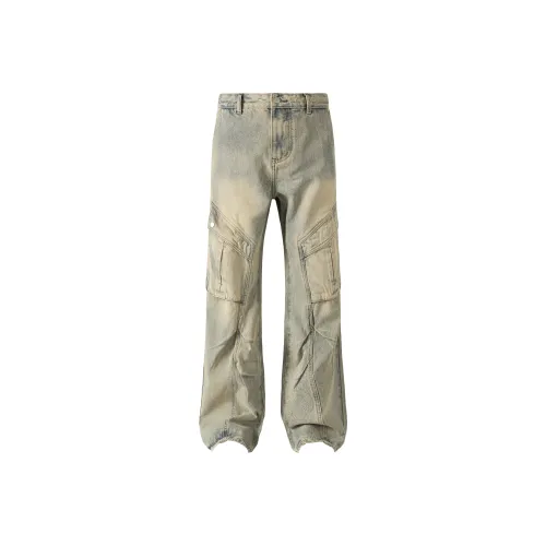 PILOTDRAGON SS25 Джинсы Унисекс Желтый Грязь