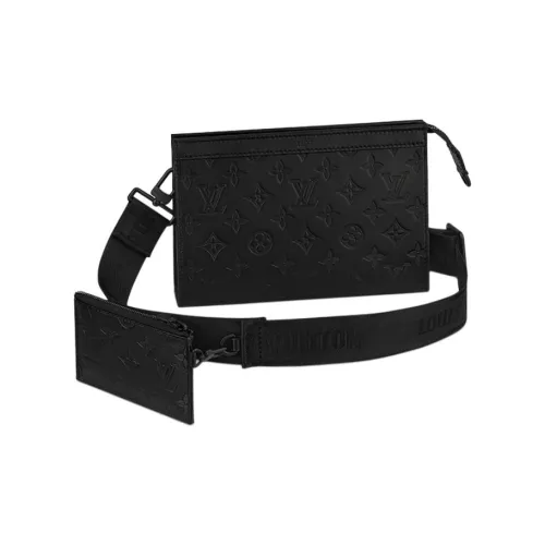 LOUIS VUITTON Gaston Коровья кожа Держатель для карт Сумка через плечо Мужская Черная