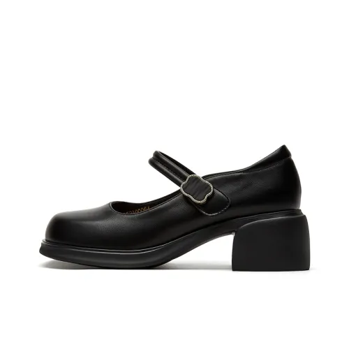 Jin Baichuan Квадратный каблук Туфли Мэри Джейн 5 см Женские