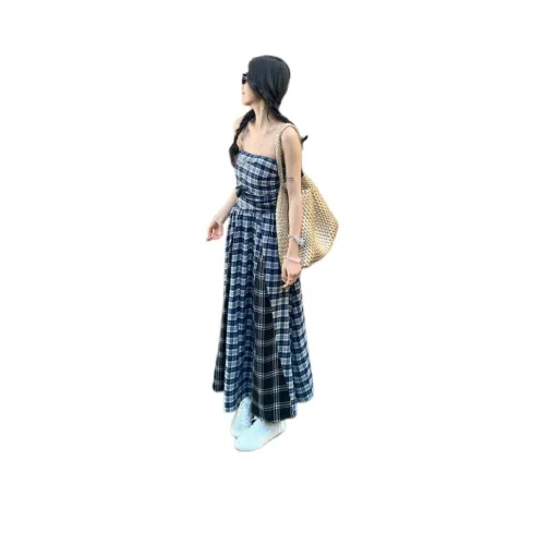 DOSOHEB Без рукавов Платье Женское Синее