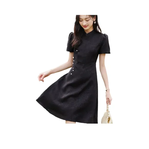 VICTORIA VERA Короткий рукав Платье Женское Черное