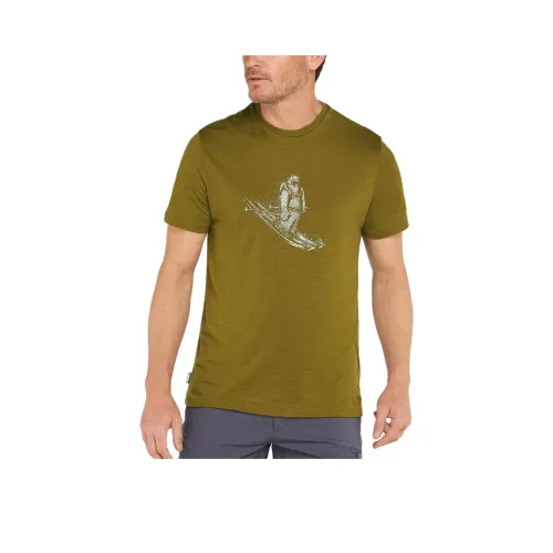 Icebreaker Merino 150 Tech Lite Лыжный Yeti T Рубашка Мужская Оливково-зеленая