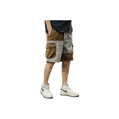 QIANJINNIU Серые Кофейные Унисекс Шорты Карго