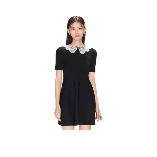 Caroline Короткий рукав Платье Женское Черное