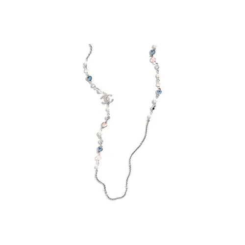 CHANEL 25P Spring Summer Металл Смола Цветная глазурь Стразы Ожерелья Женское Серебро