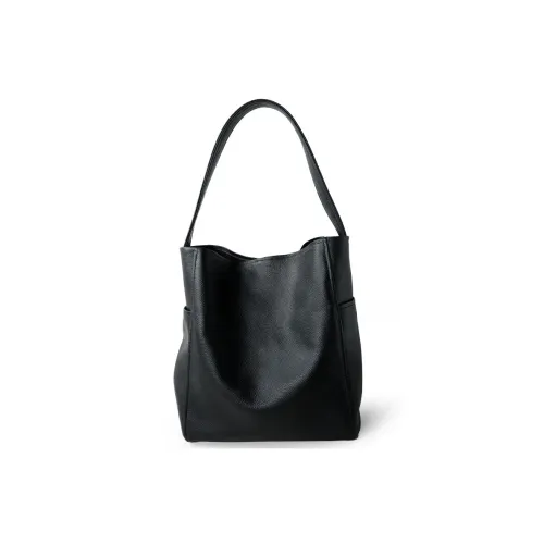 MINIBIRD Сумка Tote из крупнозернистой текстуры коровьей кожи плечевая сумка женская черная