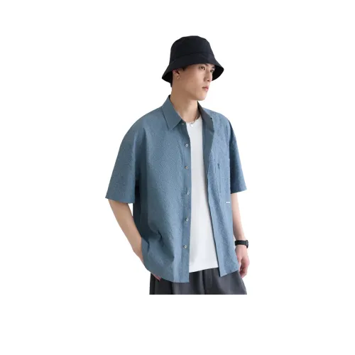 A.B.X Скрытый Планка Отложной воротник Рубашка Короткий рукав Мужская