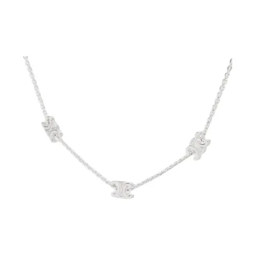 CELINE Triomphe Родиевое покрытие Браслеты из лата для женщин Серебряные