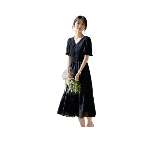 XWI Короткий рукав Платье Женское Темно-синий