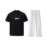 Чёрный топ + белые серые штаны Фотиния