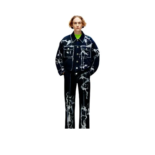 ANGEL CHEN Темно-синий синий мужской джинсовый куртка