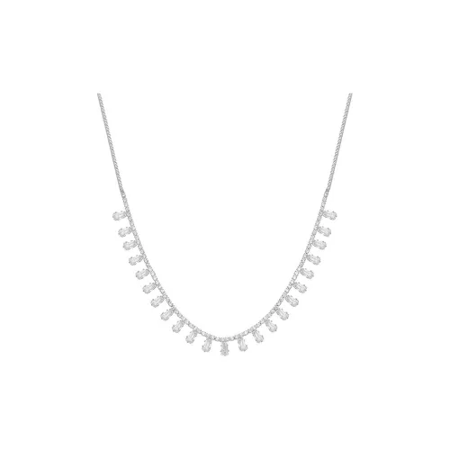 NATURALLYJOJO Двойной ряд Циркон Ожерелья Женское Серебро