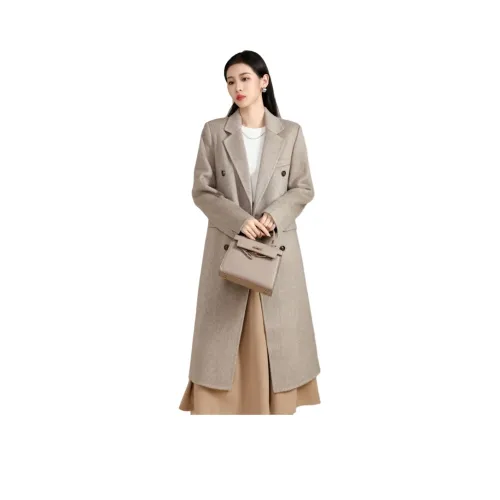 SMEN Длинный Двусторонний Шерстяной Куртка Женская