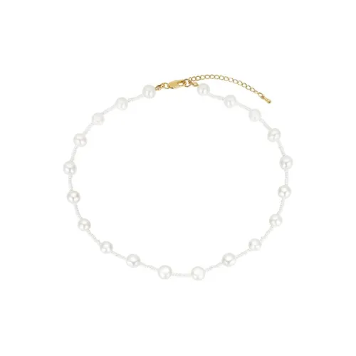 HMZ Ожерелья Пресноводные Жемчужины/Стекло Rice Бусины Женские