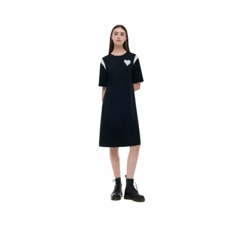 GOELIA 00B Black Женские Короткие Платья с Рукавами